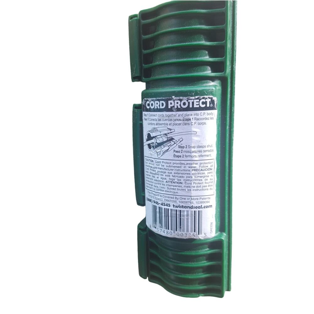 Green Plastic Cord Protect Twist and Seal Connect Extension Cords Outdoors